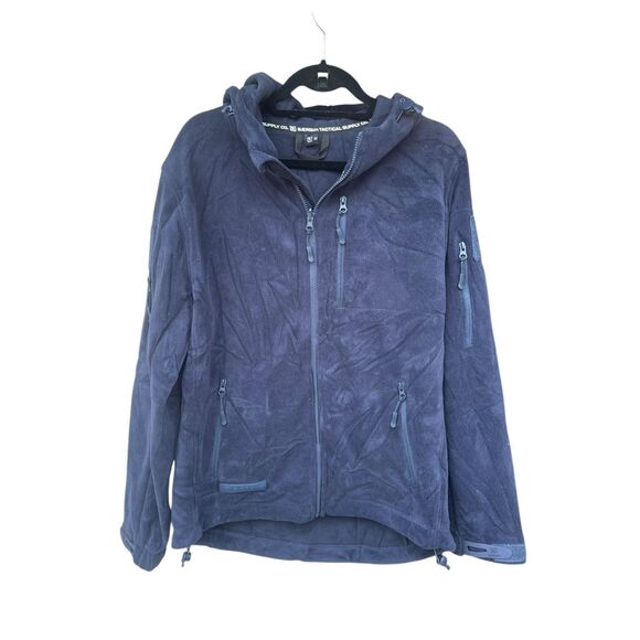 Baerskin tactical men’s navy medium micro fleece full zip hoodie jacket - Picture 2 of 8